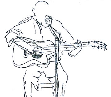 Drawing of Eddie Delahunt playing guitar