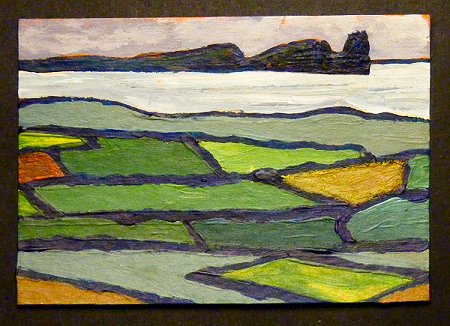 A very small painting of tory Island in Donegal