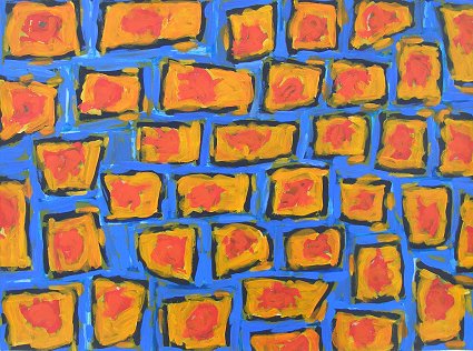 Orange Squares on Blue