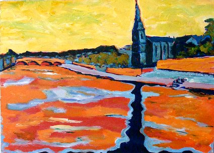 Painting of Ballina in Mayo title=