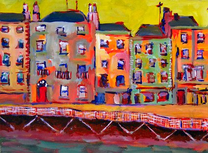 Painting of Ormond Quay in Dublin