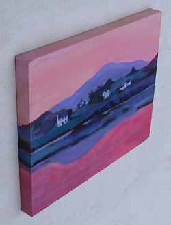 Side view of painting of Irish Lake Scene