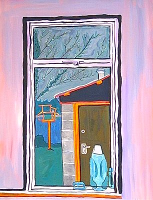 Window, Birdtable, a painting