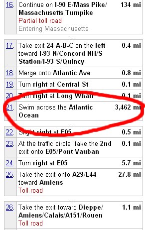 Directions to swim the atlantic