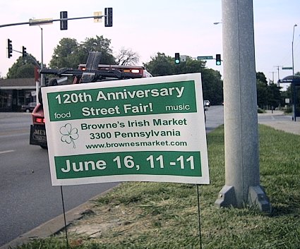 Brownes Irish festival sign