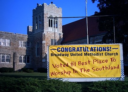 sign: Voted #1 Best Place To Worship in Southland