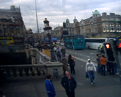 o connell bridge Dublin, from bus